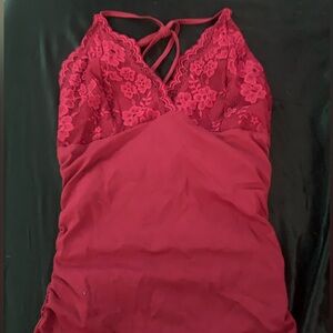 red lace halter top